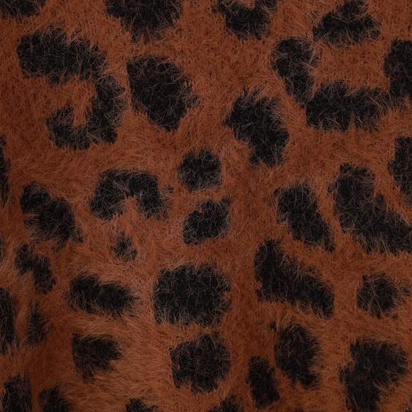 Brown Leopard Print Eyelash Knit Sweater - Picture 2 of 8